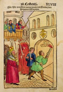 De Florentijnse afgevaardigden vieren het feest van St. Jan, hun beschermheilige, op het Concilie van Konstanz, uit 